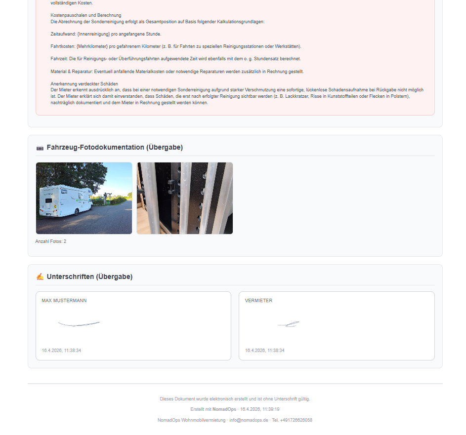 Fotodokumentation & Unterschriften im Protokoll.